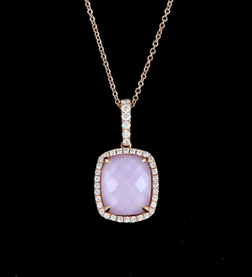 Collar colgante de diamantes de amatista de oro rosa de 18 quilates Doves by Doron Paloma de 16" Foto 1 de 4