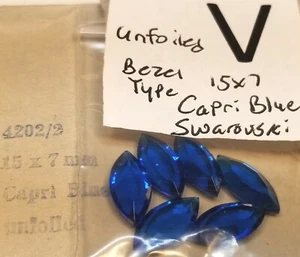 Vtg Navette 15x7mm Swarovski Rhinestone Loose & brass 1 & 2 Loop repair 5014 - Picture 1 of 47