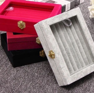Velvet Clean Ring Earring Jewelry Display Organizer Box Tray Holder Storage Case - Picture 1 of 3