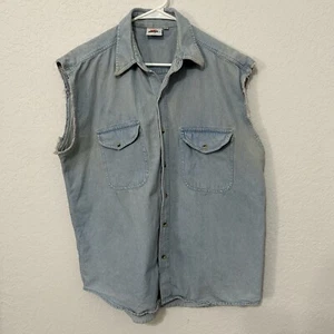 Top Gear Vtg “ Built To Last” Jean Sleeveless Graphic Print Shirt Size L Men’s - Picture 1 of 7