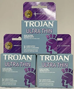 Condones lubricados ultrafinos Trojan (3 por paquete) cantidad. 3 paquetes exp. 8/2024 - Imagen 1 de 5
