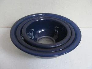 PYREX RÜHRSCHÜSSELN ~ 3er Set ~ KOBALT DUNKELBLAU KLARER BODEN VERSCHACHTELTE SCHÜSSELN - Bild 1 von 12