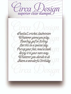 Clear Unmounted Male Birthday Verse Sentiment Rubber Stamp BDVS24 - Picture 1 of 2