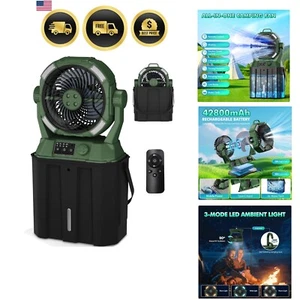 Portable Camping Misting Fan 42800mAh Battery Rechargeable with Remote - Picture 1 of 9