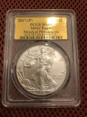 2017 Struck At Philadelphia PCGSMS69 1oz Silver Eagle! Pop 40 PCs. - Image 1 of 2