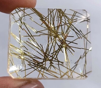150.00 Ct Emerald Golden Rutilated Quartz Certified Transparent Loose Gems M25 - Image 1 of 4