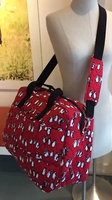 VERA BRADLEY GRAND TRAVELER BAG Large Luggage Quilted PENGUINS RED FREE SHIP NEW - Image 1 of 4