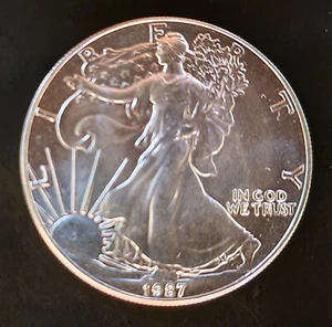 1987 American Eagle US Mint Vtg-999 Silver 1 Oz Ounce Art Round Coin Bullion 8j - Picture 1 of 3