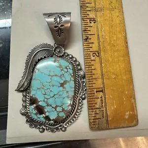 Grande Ciondolo Dry Creek Turchese 3"" Argento Sterling Firmato Harold Joe - Foto 1 di 5