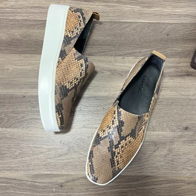 Vince Women's Saxon 2 Brown Leather Animal Print Low Top Slip On Shoes Size 8.5M - Image 1 of 4