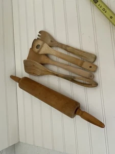 Vintage Primitive Cottage Style Wooden Rustic Rolling Pan 18 Inches - Picture 1 of 6