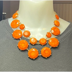 Statement Halskette orange rund Edelsteine gold Kettenversteller Modeschmuck - Bild 1 von 2