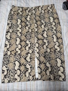 H&M Black And Tan Front Slit Snake Print Pencil Midi Skirt NWOT Sz XL - Picture 1 of 4