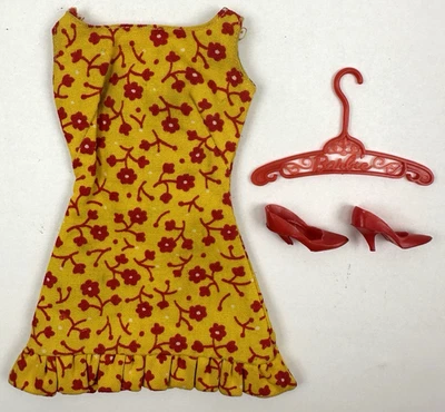 DE COLECCIÓN 1969 MATTEL BARBIE AMARILLO ROJO PUNTO FLORAL SUN-SHINER PAQUETE CONJUNTO Foto 1 de 4