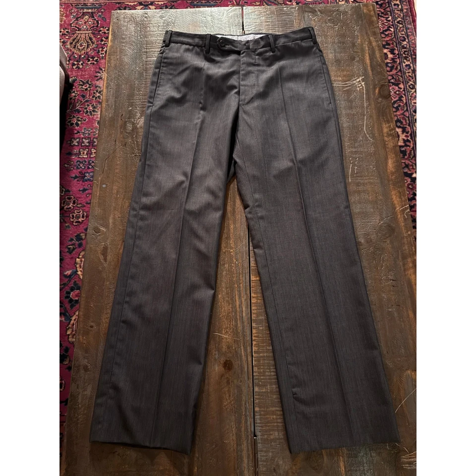 Incotex pin stripe wool dress pants men’s sz 34x30 gray white - Image 1 of 4