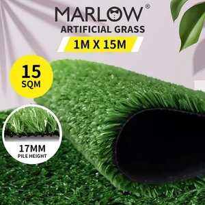 Marlow Artificial Grass Synthetic Turf Fake Plastic Plant 17mm 15SQM Lawn 1x15m - Picture 1 of 10
