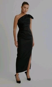 NWOT Sheike Kendall Black Linen Blend Dress Size 12 Column Bridesmaid $249 - Picture 1 of 14