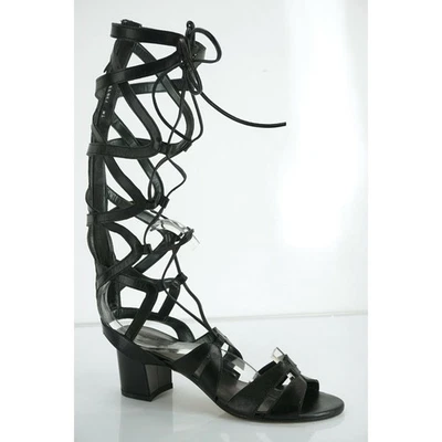 Stuart Weitzman Black Grecian Gladiator Sandals SZ 7 Strappy Knee High $300 New - Image 1 of 4
