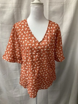 Allegra K Women’s Blouse Size Large Leaves New Shirt - Image 1 of 4