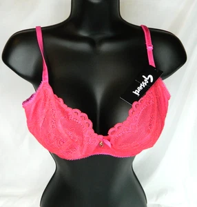 Gossard Superboost Lace Bra Womens 36C Rose Red Sheer Underwire Floral Lingerie - Picture 1 of 7