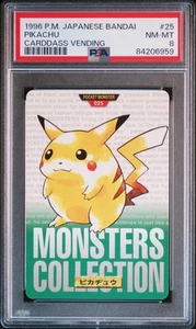 Pikachu Pokemon 1996 Carddass Vending Green Japanese 025 PSA 8 - Picture 1 of 2