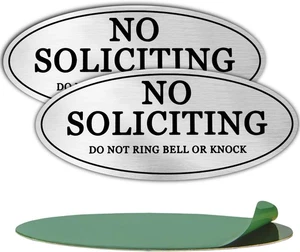 Anley 2 Pack 7 x 3 IN No Soliciting Sign for House Door Aluminum Warning Sign - Picture 1 of 7
