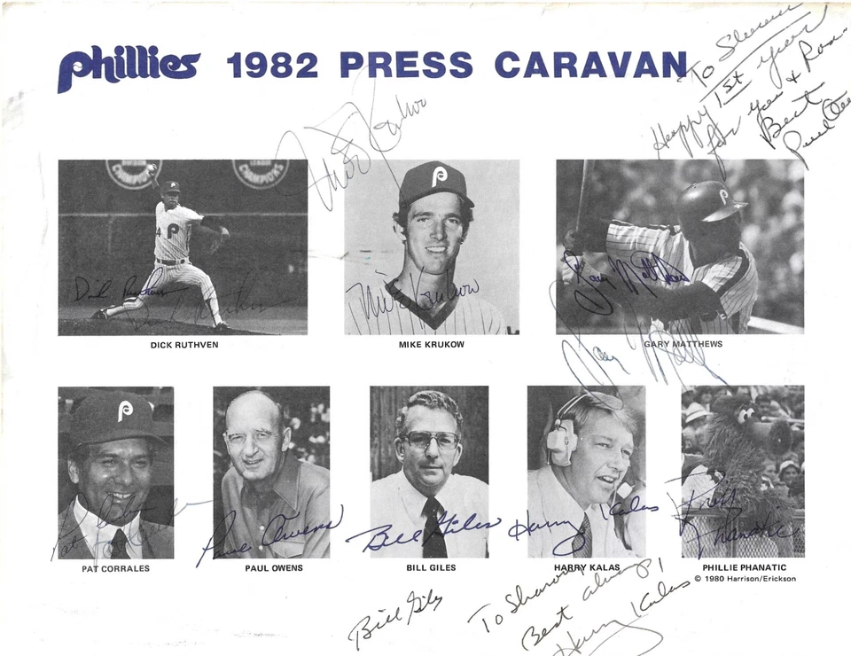 1982 Philadelphia Phillies Press Caravan Multi assinado autografado foto 8,5 x11 - Imagem 1 de 1