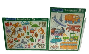 Lote de 2 Puzzle Parche 1991 Imagen Puzzles 25 Piezas Edades 3-7 Alfabeto Vehículos - Imagen 1 de 12