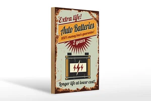 Holzschild Retro 20x30 cm Auto Batteries extra life Holz Deko Schild wooden sign - Bild 1 von 5