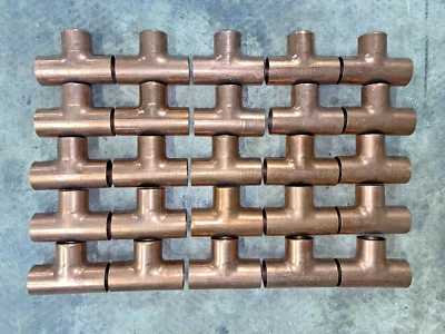 QTY (25) LEE 1" x 1" x 1” C x C x C Wrot Copper Pressure Tee *Lot of (25) Tee's* - Image 1 of 2