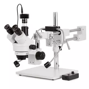 Microscopio estéreo con zoom simul-focal AmScope 7-45X + LED doble + cámara USB2 de 1,3 MP - Imagen 1 de 16