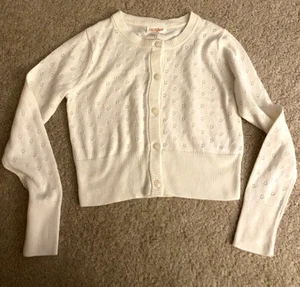 Cat & Jack Girls Ivory Cardigan Sweater Open Design Button Front Size XS 4-5 New - Picture 1 of 2