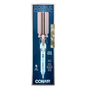 Conair Double Ceramic 3 Barrel Curling Iron Hair Waver Rose Gold - Picture 1 of 2