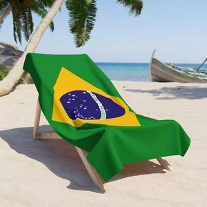 BRAZIL Flag Beach Towel | Quality & Long Lasting - 2 Sizes | Brazilian Pride | G - Picture 1 of 5