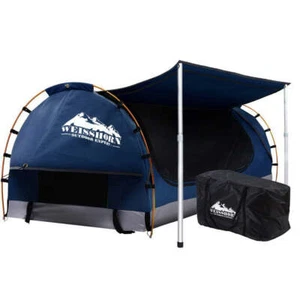 Weisshorn Double Swag Camping Swags Canvas Free Standing Dome Tent Dark Blue - Picture 1 of 6