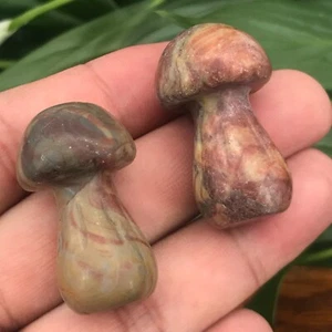 2pcs Natural unknown Mushroom Quartz Crystal carved Skull Gem Healing 1.4" - Picture 1 of 11