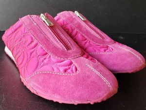 COACH CASEY New Slip On Athletic Shoes Size 8 Hot Pink Satin & Suede Brand New - Picture 1 of 7