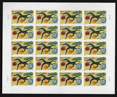 US Stamps Full Pane Of 20, Heart Health, #4625 - Image 1 of 2