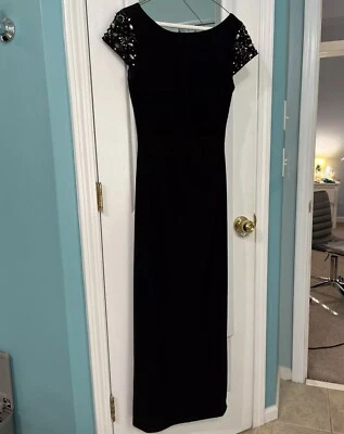 Eliza J Formal Gown with Ruching And Jeweled Cap Sleeves - Image 1 of 4