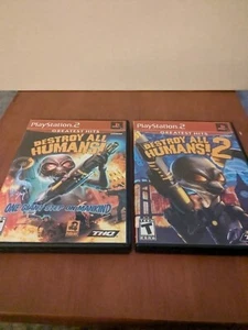 Destroy All Humans 1 & 2 (Sony Playstation 2, PS2) Cleaned! UNTESTED! - Picture 1 of 10