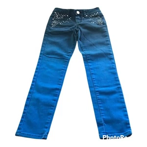 Justice Premium Jeans Girls Sz 10R Simply Low Skinny Embellished Blue Ombré - Picture 1 of 7