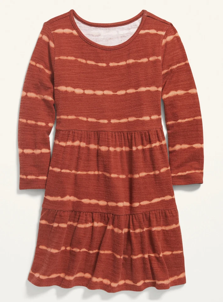 Old Navy Girls Cherry Birch Tie-Dye Cozy Plush-Knit Tiered Dress Size M or L - Image 1 of 1