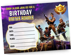 Fortnite Invitations Birthday Party Invites - A5 - FREE NEXT DAY FAST DELIVERY - Picture 1 of 1
