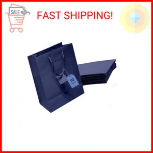 Novel Box Blue Gift Bags with Handles 10 Pack 8x4x10 Inches Large Paper Bulk Gif - Picture 1 of 2