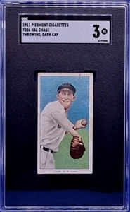 SGC 3 - 1909 T206 Piedmont 350-460 - Hal Chase (lanzamiento/tapa oscura) NY AL Yankees - Imagen 1 de 3