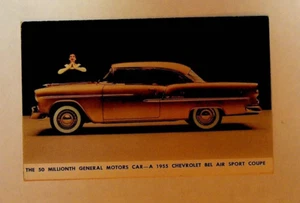 1955 Chevrolet Bel Air Sportcoupe Postkarte 50 Millionst General Motors Auto - Bild 1 von 2