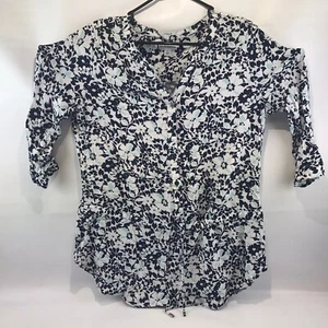 Croft Barrow Damen Bluse Blumenmuster Blau Größe L - Bild 1 von 9