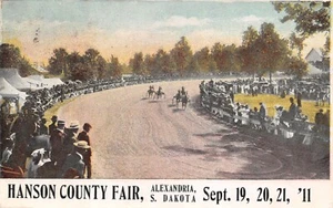 HANSON COUNTY FAIR Alexandria South Dakota SD Geschirr Pferderennen 1911 Postkarte - Bild 1 von 2