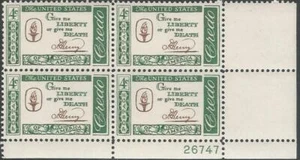 Plattenblock mit 4 Marken - Scott 1144 - 4 Cent - Give Me Liberty - 1961 - postfrisch - Bild 1 von 1
