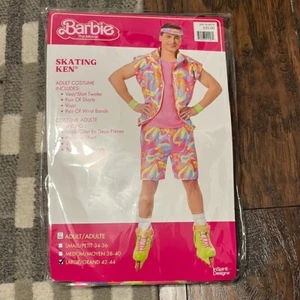 Barbie Movie Costume Skating Ken Mens Large NEW Vest Shorts Visor Wrist Bands - Picture 1 of 8